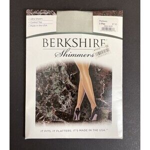 Berkshire Shimmers Control Top Pantyhose 4429 Ultra Sheer Sz 2 Platinum NEW